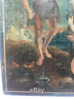 Table Ancient Religious, Oil On Vellum, Religious Scene, XVIII
