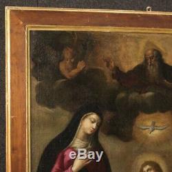 Table Ancient Religious Oil Painting On Canvas With Frame 700 18th Century