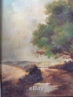 Table Former Calvary Landscape Oil On Canvas Signed