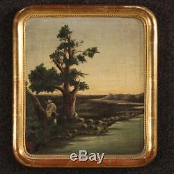 Table Former Italian Landscape Oil Painting On Canvas Frame Hunter 800