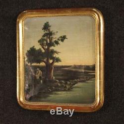 Table Former Italian Landscape Oil Painting On Canvas Frame Hunter 800