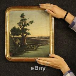 Table Former Italian Landscape Oil Painting On Canvas Frame Hunter 800