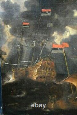 Table Former Marine Animated Sarde Island Ships Peter Van Den Velde (1634-c. 1707)