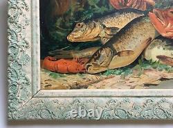 Table Former, Oil On Board, Still Life Fish Crustaceans, Box, Twentieth