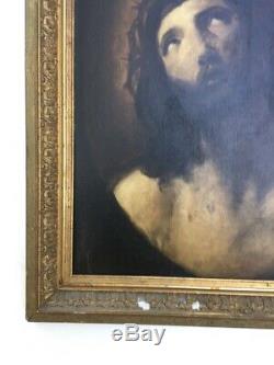 Table Former, Oil On Canvas, Framed, Portrait Christ, Nineteenth