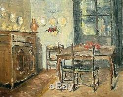 Table Former Oil On Canvas Genre Painting Interior Kitchen Early Twentieth