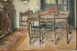Table Former Oil On Canvas Genre Painting Interior Kitchen Early Twentieth