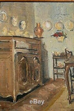 Table Former Oil On Canvas Genre Painting Interior Kitchen Early Twentieth