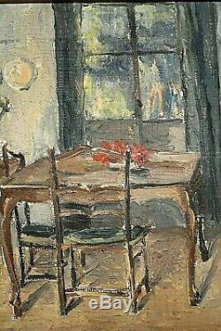 Table Former Oil On Canvas Genre Painting Interior Kitchen Early Twentieth