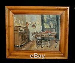 Table Former Oil On Canvas Genre Painting Interior Kitchen Early Twentieth