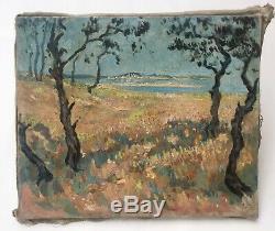 Table Former, Oil On Canvas, Mediterranean Landscape, Early Twentieth