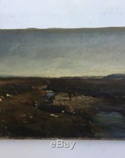 Table Former, Oil On Canvas, Moor Landscape With Character, Late Nineteenth