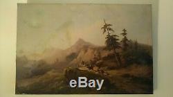 Table Former Oil On Canvas Restore Ancient XIX Signed