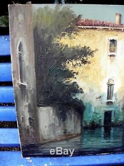 Table Former, Oil On Canvas Signed E. Mauretti, Venice Gondolier, 92cm X 46cm