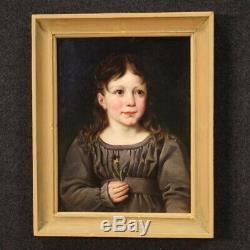 Table Former Oil On Paper Painting Woman Girl Portrait Nineteenth Century