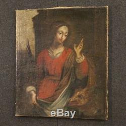 Table Former Religious Oil Painting On Canvas Saint Agnes 700 18th Century