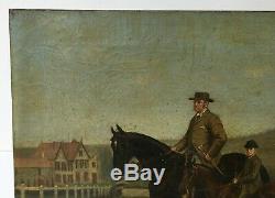 Table Former Signed And Dated 1890 Oil On Canvas, Riders, Horses, Nineteenth