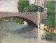 Table Former The Small Bridge Pierre Bonin Signed Oil On Canvas Xxth