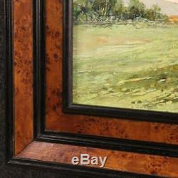 Table Landscape Painting With Oil On Canvas Signed Characters Old Style