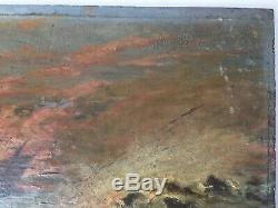 Table Nineteenth Former Marine Sailboat In 19th Oil On Panel C1900 Storm