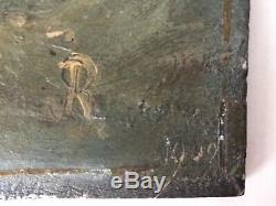 Table Nineteenth Former Marine Sailboat In 19th Oil On Panel C1900 Storm