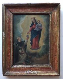 Table Nineteenth Old Portrait Of The Virgin Oil On Panel 19th