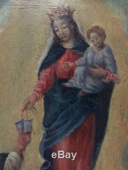 Table Nineteenth Old Portrait Of The Virgin Oil On Panel 19th