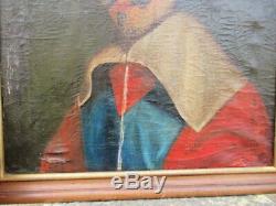 Table Oil On Canvas Former Cardinal Richelieu Old Painting