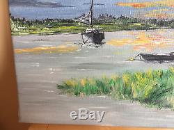 Table Oil On Canvas Signed Former Hubert Bridoux (twentieth-s) Marinne