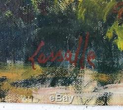Table Oil On Canvas Signed Former Lasalle Horses Camargue Cowboys 50s