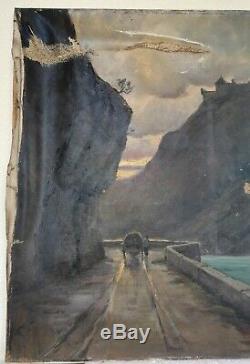 Table Oil On Canvas Signed Former Mountain Landscape Savoie 19th Century Fort