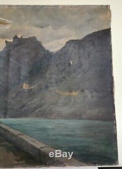 Table Oil On Canvas Signed Former Mountain Landscape Savoie 19th Century Fort