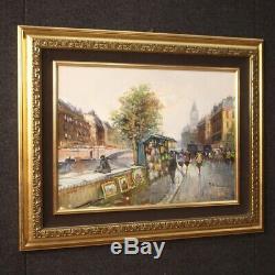 Table Oil Painting On Canvas Landscape Signed For Paris Style Former 900