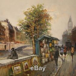 Table Oil Painting On Canvas Landscape Signed For Paris Style Former 900