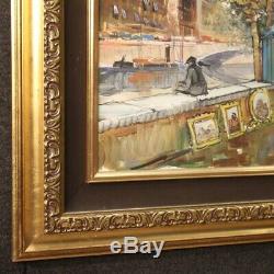 Table Oil Painting On Canvas Landscape Signed For Paris Style Former 900