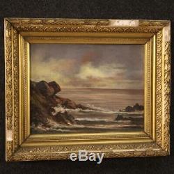 Table Oil Painting On Canvas Landscape With Old Style Navy Frame 900