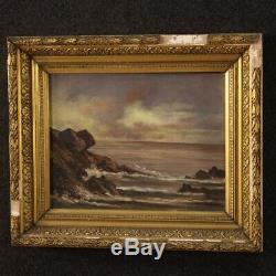Table Oil Painting On Canvas Landscape With Old Style Navy Frame 900