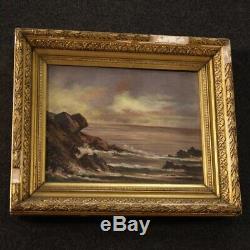 Table Oil Painting On Canvas Landscape With Old Style Navy Frame 900