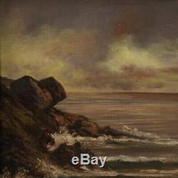 Table Oil Painting On Canvas Landscape With Old Style Navy Frame 900