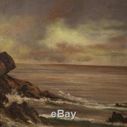 Table Oil Painting On Canvas Landscape With Old Style Navy Frame 900