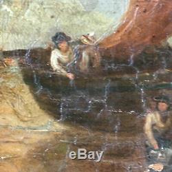 Table Old Navy Normandy Sailing Boat Oil On Toile19ème To Renovate