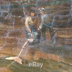 Table Old Navy Normandy Sailing Boat Oil On Toile19ème To Renovate