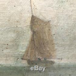 Table Old Navy Normandy Sailing Boat Oil On Toile19ème To Renovate