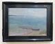 Table Old Navy Sea Oil On Landscape With Boat Signed Date From X8