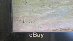 Table Old Navy Sea Oil On Landscape With Boat Signed Date From X8