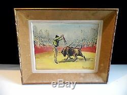 Table Old Oil On Canvas 1950/1960 Sign R Benvenuti Bullfighting Splendid
