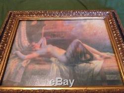 Table Old Oil On Canvas Danae And The Golden Rain Signed Delphin Enjolras