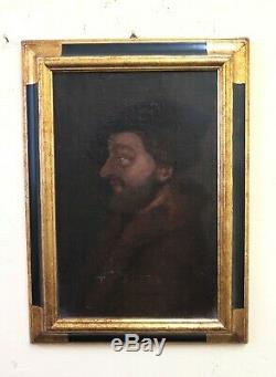 Table Old Oil On Canvas Portrait Male Profile D 'd'era Fine Eight