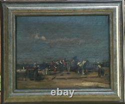 Table Old Oil On Canvas Signed Gruchy Gabriel Landscape Breton