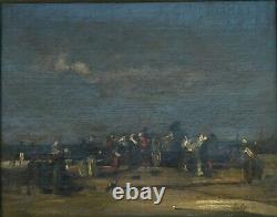 Table Old Oil On Canvas Signed Gruchy Gabriel Landscape Breton